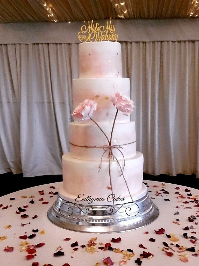 Water colour wedding cake with sugar flowers Milton keynes Northampton